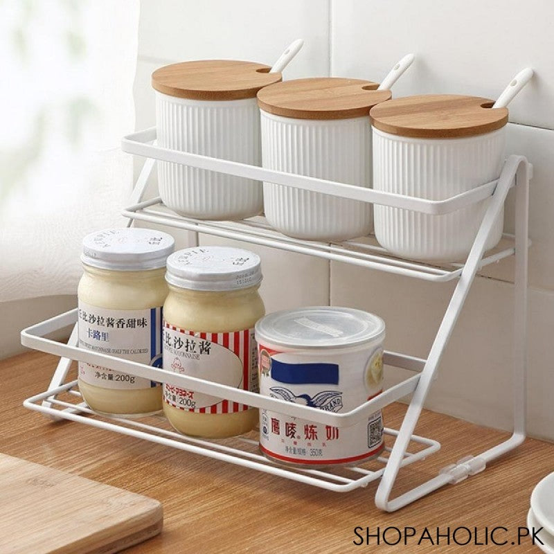 2 Tier Spice Rack Shelf Kitchen (Black)