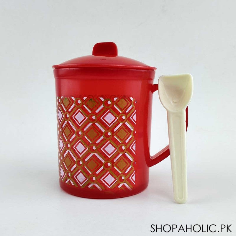 Plastic Drink Mug with Lid Spoon