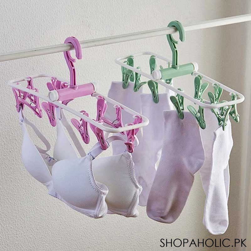 12 Pegs Foldable Rectangle Frame Clothing Hanger