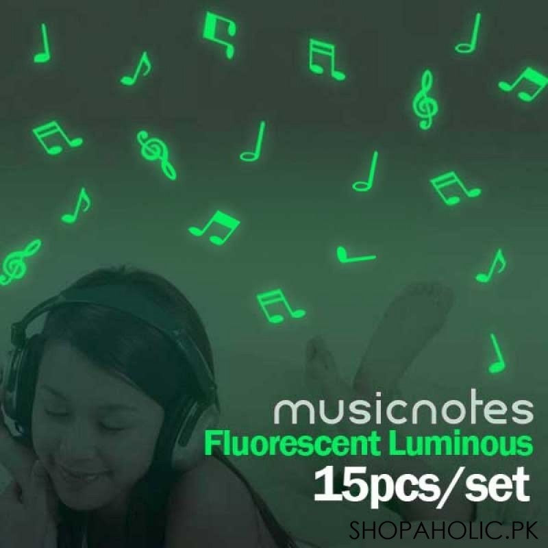 (Set of 15 Pcs) Fluorescent Luminous Music Notes - Glow in The Dark