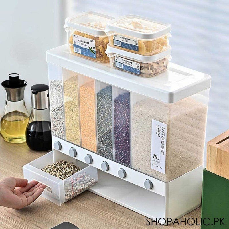 10 KG Wall Mounted 6 Compartment Cereal Dispenser - Highest Quality