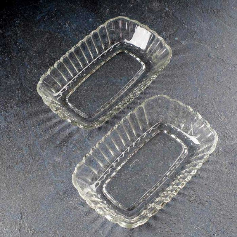 (Set of 2) Maral Rectangular Shaped Glass Tray