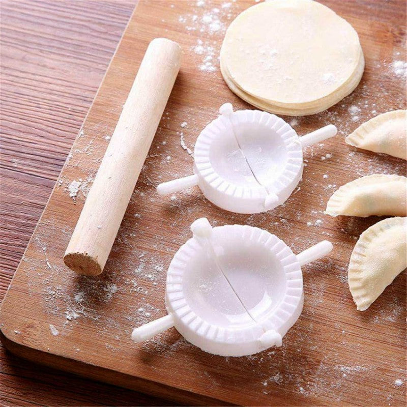 (Set Of 3) Dumpling Mould and Wooden Rolling Pin