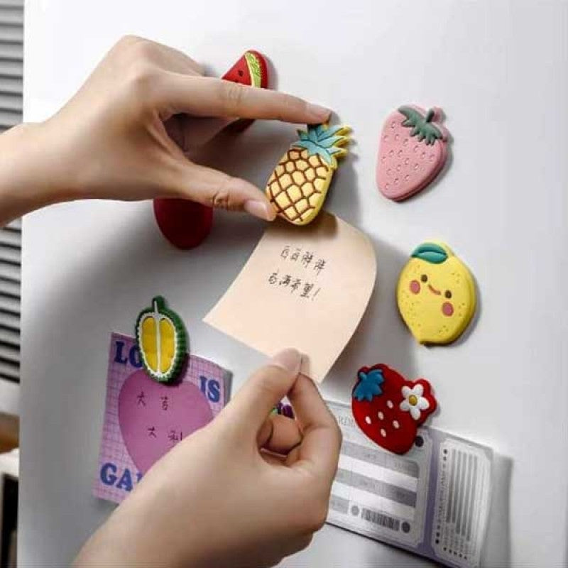 (Set of 6) Silicone Fruit-Shaped Fridge Magnets