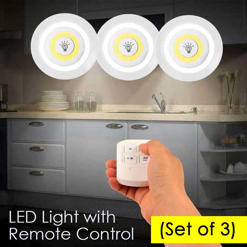 (Set of 3) 2-in-1 LED and COB Light with Remote Control